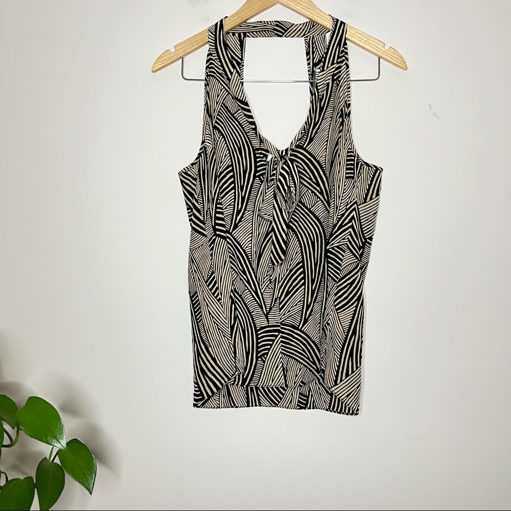 Amanda Uprichard Black Tan Silk Tank Blouse Size Large